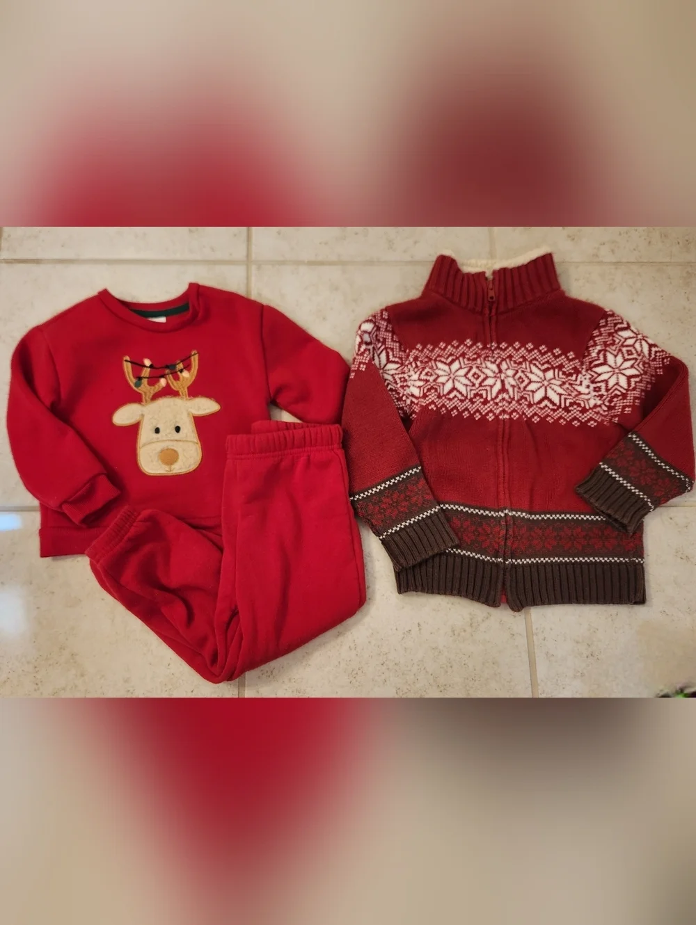 Boys‎ Size 3t Lot Christmas Holiday Sweater Outfit Red Reindeer Gymboree #R1208